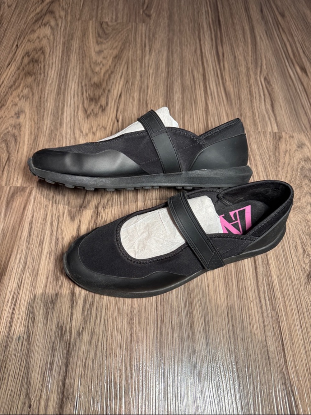 Zara Black Mary Jane Slip-On Flats with Elastic Strap
